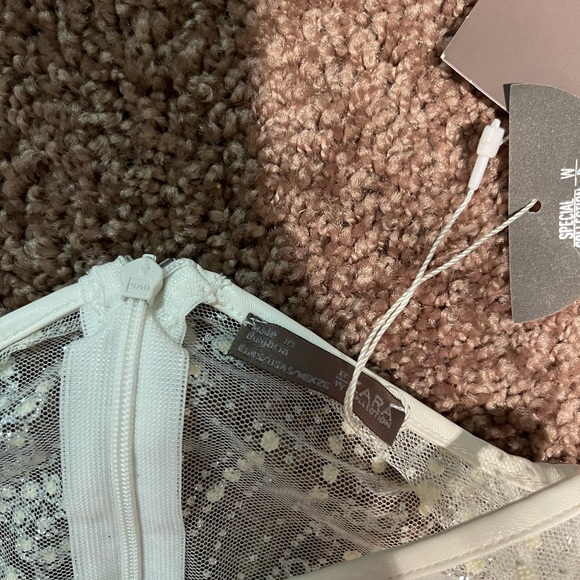 Zara white sparkling sheer snowflake mini dress S - Picture 8 of 9